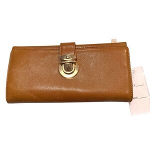 NWT Maxx New York Vegan Leather Multi Pocket Long Wallet Brown Tan Size 8"x4"